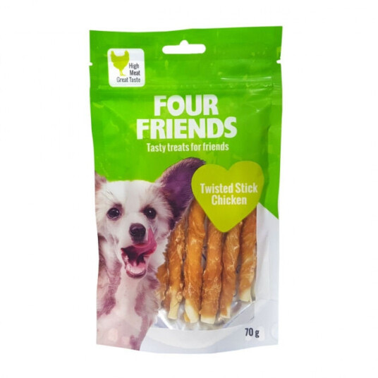 Fourfriends Dog Twisted Stick Chicken 12.5 cm (7-Pack)