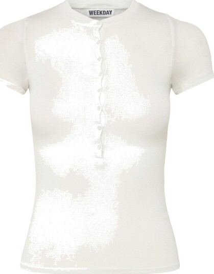 Weekday Henley Short Sleeved Top Cream S