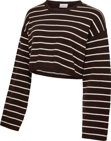 Mamalicious Mlrina L/S Cropped Knit Top HOT FUDGE XL