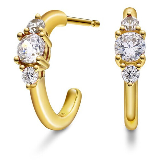 Pan Jewelry Rio Radiance øredobber i forgylt 925 sølv med hvit zirkonia