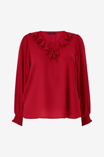Ellos Plus collection   Bluse med volang   Rød