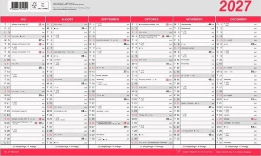Mayland Kontorkalender Stor m/flagdage 2027 Mayland Kontorkalender Stor m/flagdage 2027