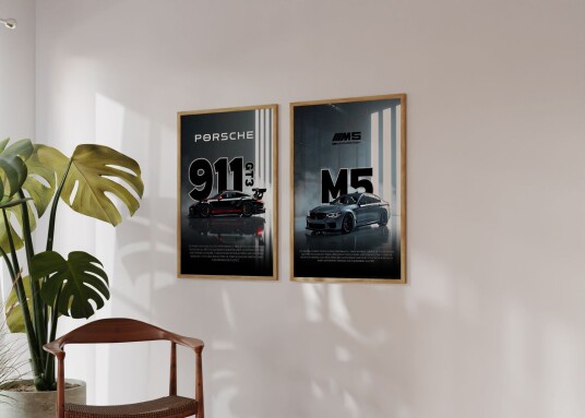 Plakat Porsche 911 & BMW M5 / Sett med 2 Plakat Porsche 911 & BMW M5 / Sett med 2