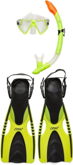 Hani Faru Sr. Diving Set - 3 Pcs. Patterned Cruz BLACK S/M,L/XL