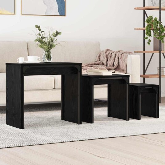 vidaXL Kaffebord med Nesting 3 pcs Svart eik 60 x 35 x 56 cm vidaXL Kaffebord med Nesting 3 pcs Svart eik 60 x 35 x 56 cm