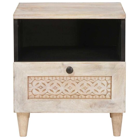  Nattbord med skuff Beige 40 x 33 x 46 cm heltre mango