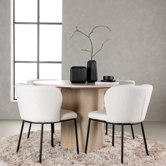 Venture Home Spisegruppe Venture Home Olivia Ø110 cm med 4 stk Edina Stoler GR23803