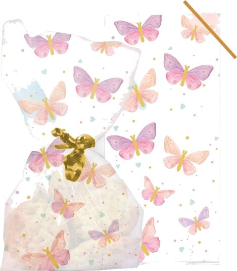 Anniversary House Sommerfugl Cello Godteriposer Med Twistties  Pk/20 