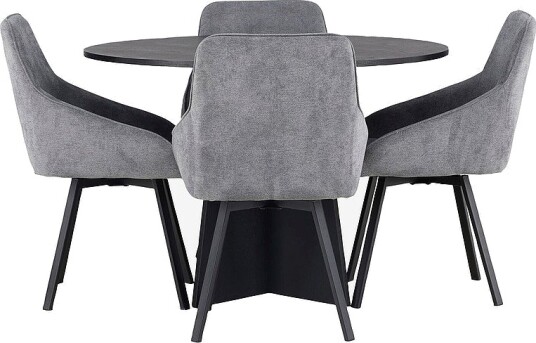 Venture Home Spisegruppe Bootcut med 4 stk stoler Rosie Svart Venture Home Spisegruppe Bootcut med 4 stk stoler Rosie Svart