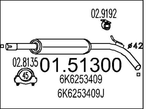 Midtre eksospotte MTS 01.51300