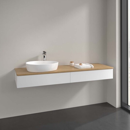 Villeroy & Boch Antao Servantskap med 2 skuffer 160x50x19 cm m/lys Hvit Matt/Eik Villeroy & Boch Antao Servantskap med 2 skuffer 160x50x19 cm m/lys Hvit Matt/Eik