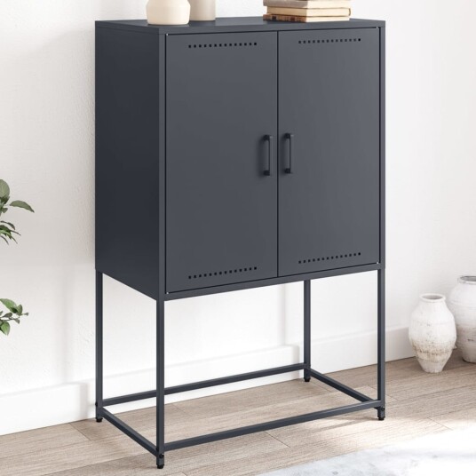Highboard antrasitt 68,5x38,5x107 cm stål
