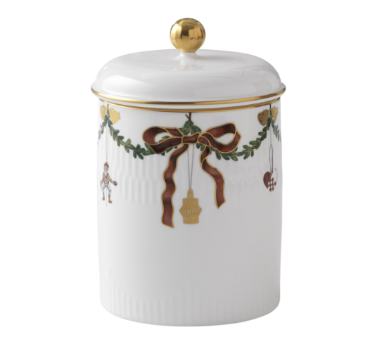Royal Copenhagen  Stjerne Riflet Jul årskrukke m/ lokk 16 cm