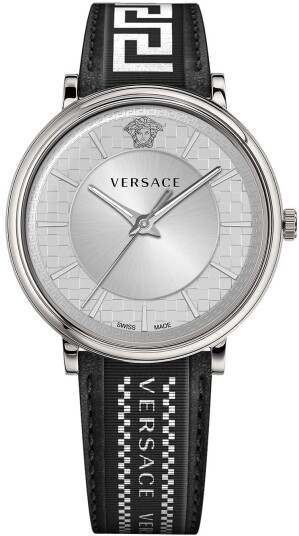 Versace Herreklokke VE5A01021 V Circle Sølvfarget/Lær Ø42 mm Versace Herreklokke VE5A01021 V Circle Sølvfarget/Lær Ø42 mm