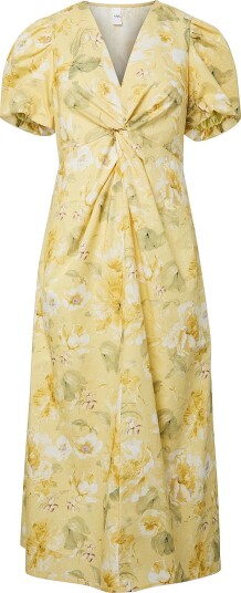 YAS Kjole yasStray SS Midi Dress Beige YAS Kjole yasStray SS Midi Dress Beige