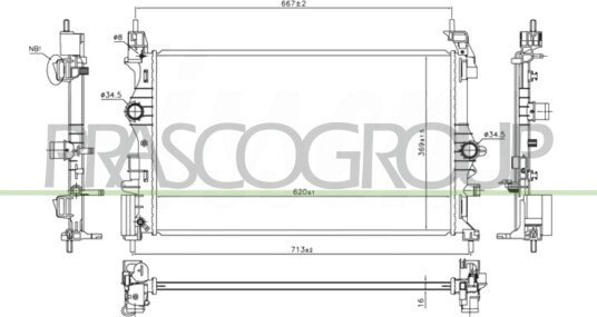 PRASCO OP036R002 Radiator motorkjøling PRASCO OP036R002 Radiator motorkjøling