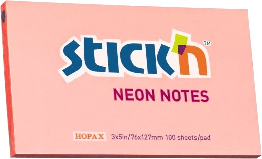 Notesblok 76X127 100 Blad Neon Lyserød 12 Stk.