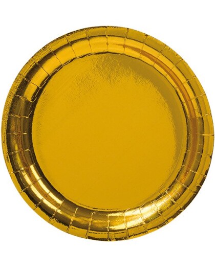 8 stk Metallisk Gullfarget Papptallerkener 23 cm 8 stk Metallisk Gullfarget Papptallerkener 23 cm