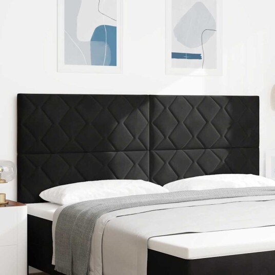 svart fløyel hodegavl med diamantblokker 200 cm svart fløyel hodegavl med diamantblokker 200 cm
