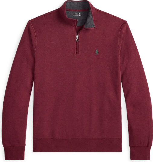 Polo Ralph Lauren Luxury Jersey Quarter Zip Pullover Burgundy L