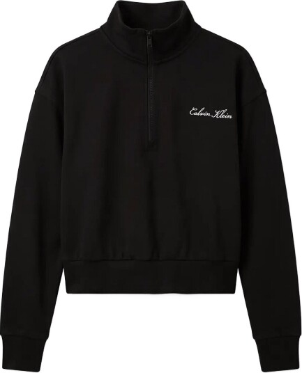 Calvin Klein Heavy Jersey 1/4 Zip Top Graphi Black L
