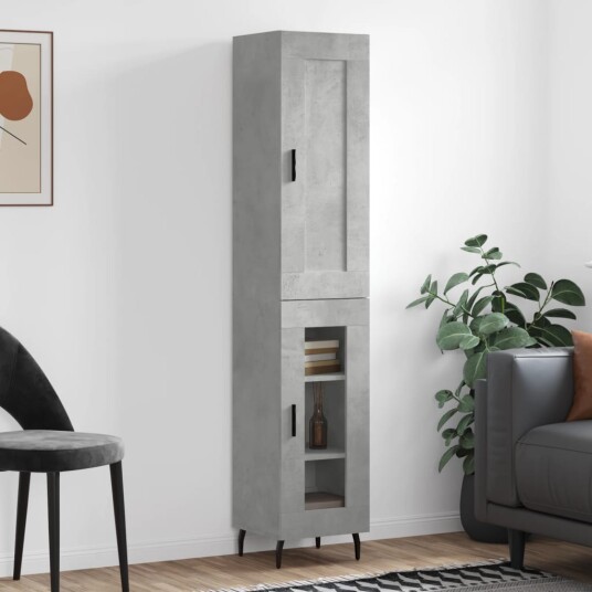 vidaXL Highboard betonggrå 34,5x34x180 cm konstruert tre 8720845498276 vidaXL Highboard betonggrå 34,5x34x180 cm konstruert tre 8720845498276