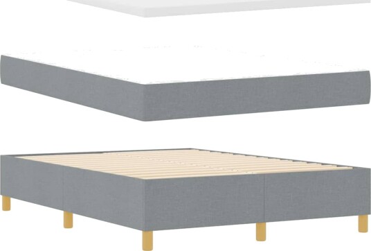  Box Spring Seng med Madrass Lys Grå 140x190 cm Stoff