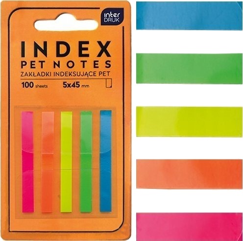 Interdruk Indexing Tabs Strips Pet Notes Neon 45Mm 100 Stk
