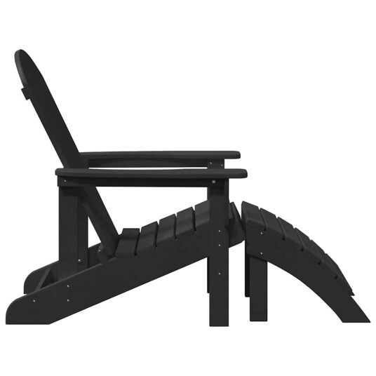 Adirondack Stol med Fotstøtte Svart HDPE Adirondack Stol med Fotstøtte Svart HDPE