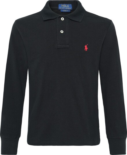 Ralph Lauren Kids Cotton Mesh Long Sleeve Polo Black 150 161