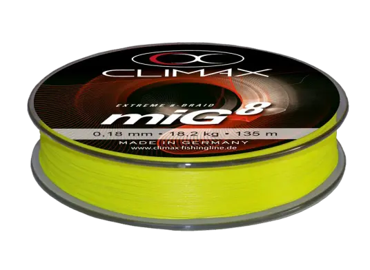 Climax miG 8 Multifilament   135m   Gul   Singlepack   13,5kg   0,14mm