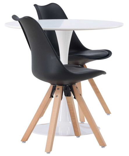 Venture Design Hamden & Zeno spisegruppe Svart/svart 2 stoler & bord 80 cm