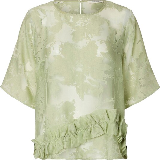 Selected Women   Bluse slfLina Relaxed 2/4 Ruffle B   Grønn