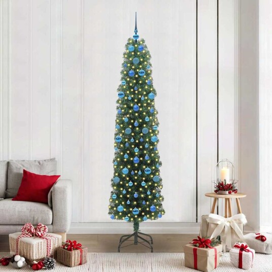  Kunstig juletre med 300 LED grønn 210 cm PVC og stål og plast