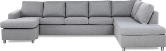 Crazy 5 seters Høyrevendt U formet X Large Sofa med Divan og Sjeselong i Stoff   Grå