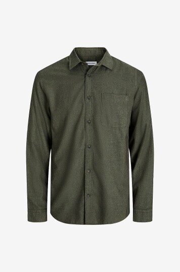 Jack & Jones PluSkjorte jjeClassic Melange L/S SN Pls Grønn Jack & Jones PluSkjorte jjeClassic Melange L/S SN Pls Grønn