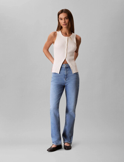 Calvin Klein Jeans High Rise Straight Nassau - Blue - 25 x 32