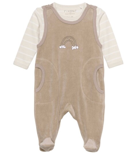 Fixoni Body Ls W.velour Romper Beige 50 Fixoni Body Ls W.velour Romper Beige 50