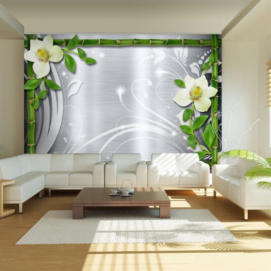 Fototapet Bamboo And Two Orchids 350x245 - Artgeist sp. z o. o.