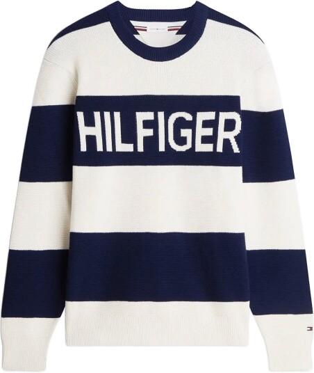 Tommy Hilfiger Waffle Cotton Graphic Crew Neck Navy L