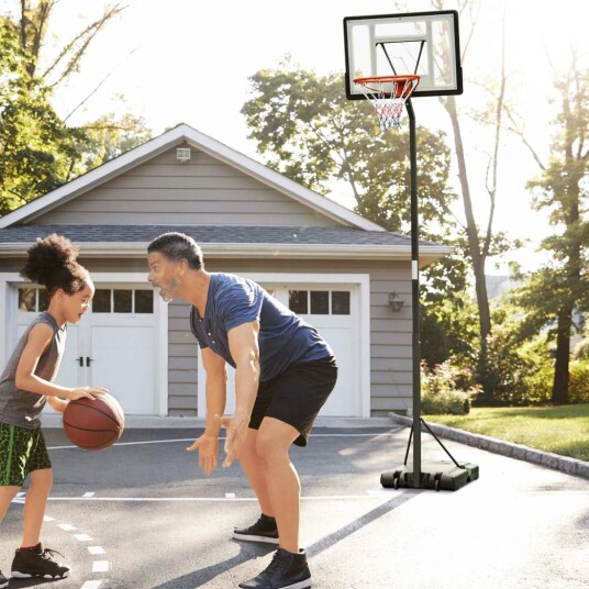 Hevet og senket mobilt basketballstativ svart Hevet og senket mobilt basketballstativ svart