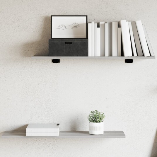 Vegghyller 4 stk grå sonoma 80x20x1,5 cm konstruert tre 8721012209442