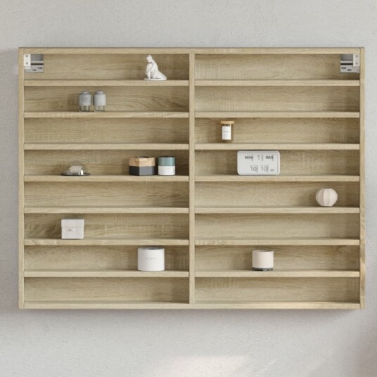  Vitrineskap sonoma eik 100x8,5x75 cm konstruert tre