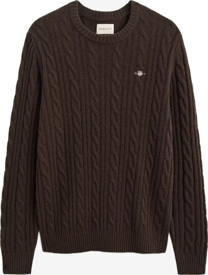 Gant Lambswool Cable C Neck BLACK BROWN L