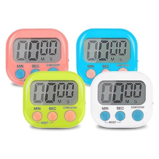 4 Farger Digitalt Kjøkkentimer Digital Magnetisk Stoppeklokke Timer Med Magnet Stående Liten Barnetimer Minutt Nedtelling Korttidsalarm