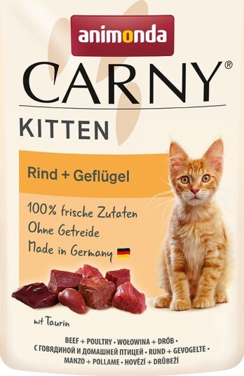 Animonda Carny Våtfôr Kitten Fjærkre Og Okse 12 X 85 G