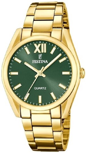 Festina Dameklokke F20640 4 Boyfriend Grønn/Gulltonet stål Ø36.8 mm