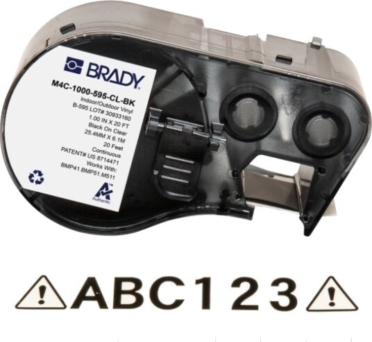 Brady M4c-1000-595-Cl-Bk, Sort, Translucent, Selvklebende Skriveretikett, Kontinuerlig Etikett, Vinyl, Trermisk Overføring, Akryl