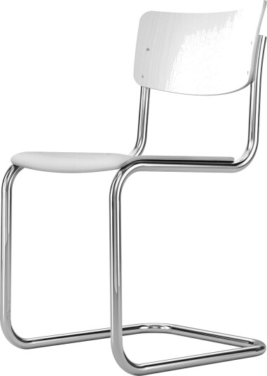 Thonet S 43 Cantilever Spisestol Krom/ Hvit Bøk Thonet S 43 Cantilever Spisestol Krom/ Hvit Bøk