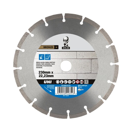 Norton Atlas 230mm Diamantkappeskive for Byggematerialer - Sintert, 13280 RPM Norton Atlas 230mm Diamantkappeskive for Byggematerialer - Sintert, 13280 RPM